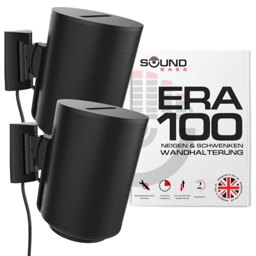 Sound bass ERA100 Wandhalterung neig- und schwenkbar, Schwarz, Twin (2 Stück), kompatibel mit Sonos ERA 100, mühelose Installation, inklusive Montageset, doppelt, Paar von Sound bass