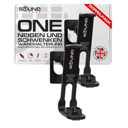 ONE, ONE SL, Play:1 Wandhalterung - Doppelpack - Schwarz - Kompatibel mit Sonos ONE, ONESL & Play1 von Sound bass