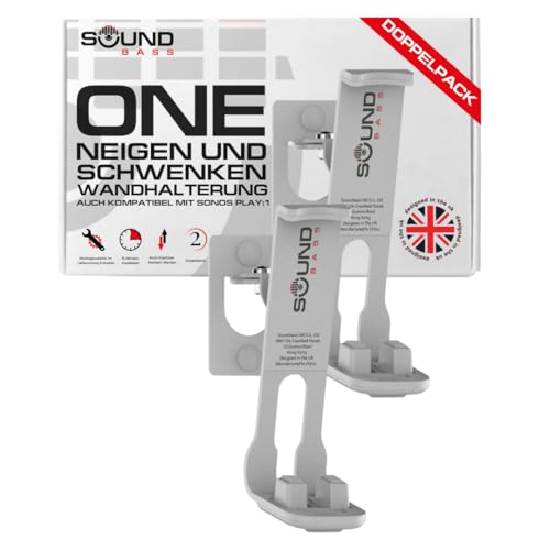 ONE, ONE Gen 2, ONE SL, Play:1 Wandhalterung - Doppelpack - Weiß - Kompatibel mit Sonos ONE, ONE Gen 2, ONESL & Play 1 ONE, ONE Gen 2, ONE SL, Play:1 Wandhalterung - Doppelpack - Weiß - Kompatibel mit Sonos ONE, ONE Gen 2, ONESL & Play 1 von Sound bass