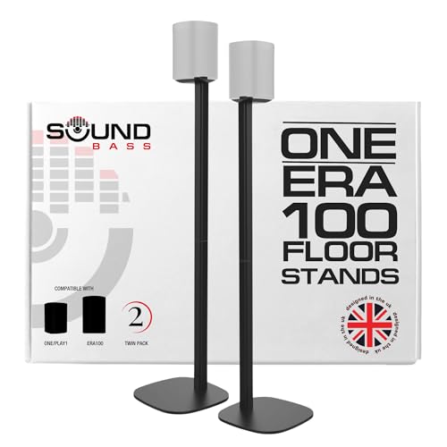 One / ERA100 Ständer Doppelpack (2 Stück), Schwarz | Kompatibel mit Sonos One, Play:1, One Gen 2, One SL | Zukunftssicheres Design auch kompatibel mit ERA 100, Entworfen von Sound Bass UK, Paar von Sound bass