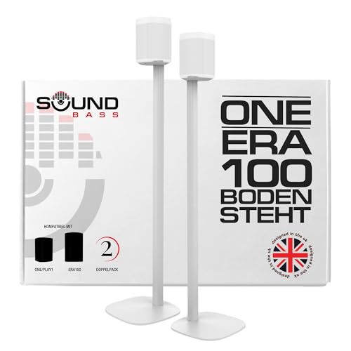 One / ERA100 Ständer Doppelpack (2 Stück), Weiß | Kompatibel mit Sonos One, Play:1, One Gen 2, One SL | Zukunftssicheres Design auch kompatibel mit ERA 100, Entworfen von Sound Bass UK, Paar von Sound bass