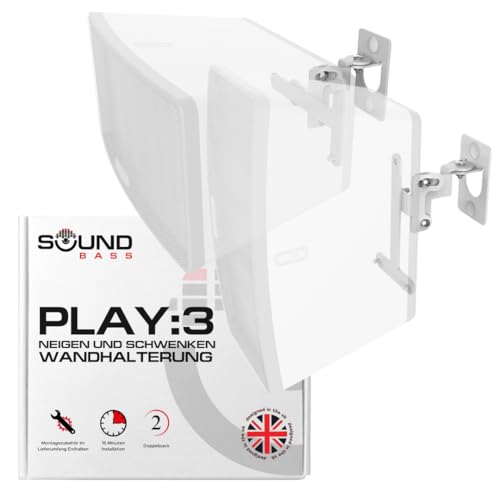 Play 3-Wandhalterung, Weiß, Paar, nur kompatibel mit Sonos Play:3, Doppelpack, Verstellbarer Dreh- und Neigemechanismus, 2 Montagehalterungen inklusive Aller Befestigungen Play 3-Wandhalterung, Weiß, Paar, nur kompatibel mit Sonos Play:3, Doppelpack, Verstellbarer Dreh- und Neigemechanismus, 2 Montagehalterungen inklusive Aller Befestigungen von Sound bass