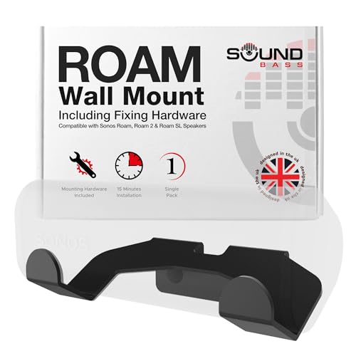 Roam-Wandhalterung, Schwarz, Einzelstück (1 STK.), kompatibel mit Sonos Roam, Roam 2 und Roam SL, inkl. Montageset, entworfen in Großbritannien von Sound bass