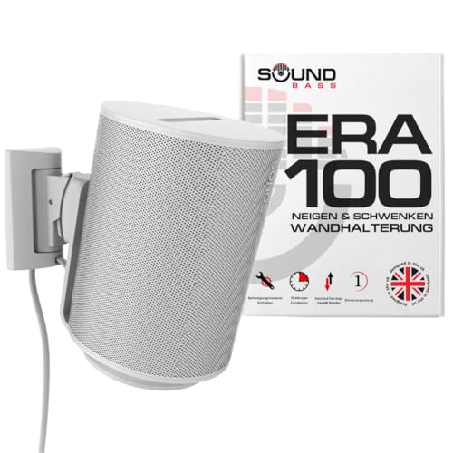 Sound bass ERA100 Wandhalterung neig- und schwenkbar, weiß, einzeln (1 Stück), kompatibel mit Sonos ERA 100, mühelose Installation, inklusive Montageset von Sound bass