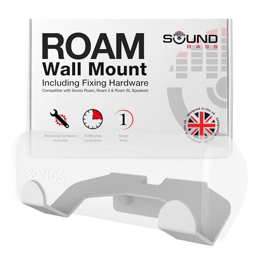 Roam-Wandhalterung, Weiß, Einzelstück (1 STK.), kompatibel mit Sonos Roam, Roam 2 und Roam SL, inkl. Montageset, entworfen in Großbritannien von Sound bass