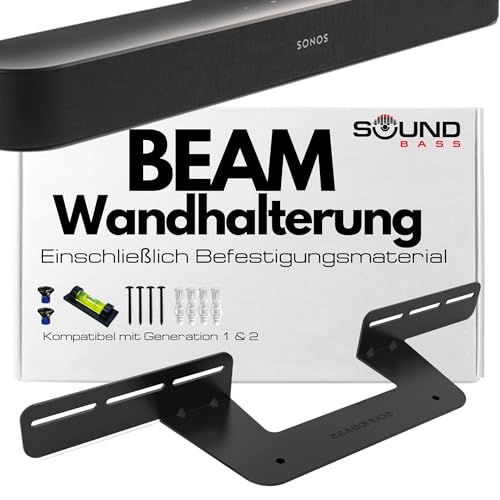 Soundbar-Halterung für Sonos Beam, kompatibel mit Generation 1 & 2 Sonos Beam Soundbar, inklusive allem notwendigen Montagematerial, Halterungen Halterung, Schwarz von Sound bass