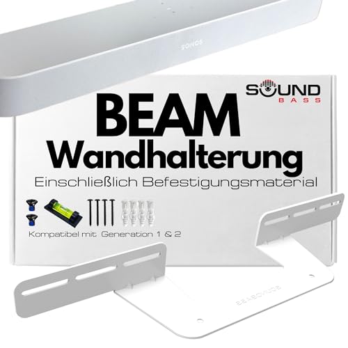 Sonos Beam-Wandhalterung, Weiß, Inklusive Montage-Hardware-Kit zum Aufhängen Ihrer Soundbar, in Großbritannien von Soundbass entworfen von Sound bass