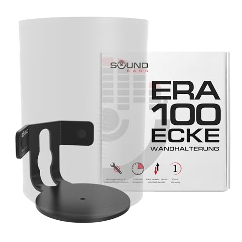 Sound bass ERA100 Eck-Wandhalterung, flaches Profil, schwarz, einzeln (1 Stück), komplett mit allem Montagematerial, kompatibel mit Sonos ERA 100 Lautsprecher von Sound bass