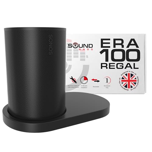 Sound bass ERA100 Regalwandhalterung, schwarz, einzeln (1 Stück), kompatibel mit Sonos ERA 100 Lautsprecher, Halterung, Kabelmanagement, Montagezubehör von Sound bass