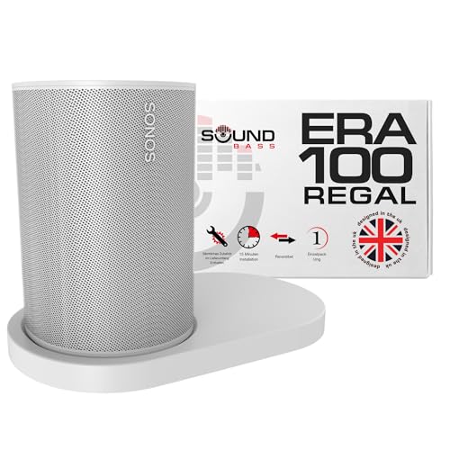 Sound bass ERA100 Regalwandhalterung, weiß, einzeln (1 Stück), kompatibel mit Sonos ERA 100 Lautsprecher, Halterung, Kabelmanagement, Montagezubehör von Sound bass