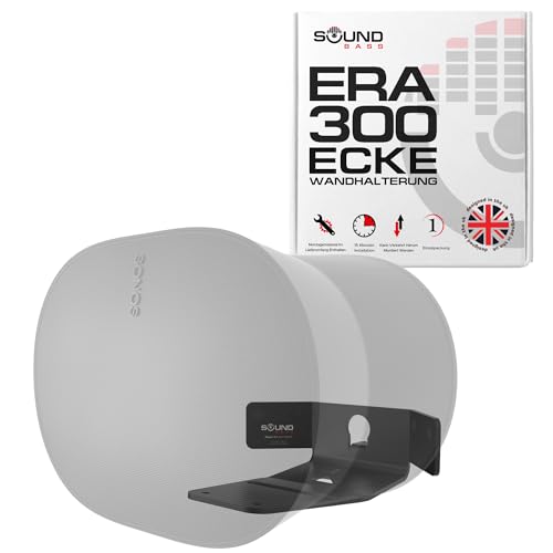 Sound bass ERA300 Eck-Wandhalterung, flaches Profil, inklusive Montagematerial, kompatibel mit Sonos ERA 300 Lautsprecher (Schwarz, Einzeln) von Sound bass