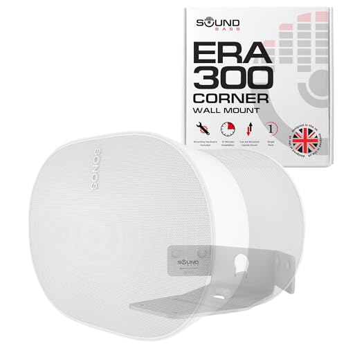 Sound bass ERA300 Eck-Wandhalterung, flaches Profil, inklusive Montagematerial, kompatibel mit Sonos ERA 300 Lautsprecher (Weiß, Einzeln) von Sound bass