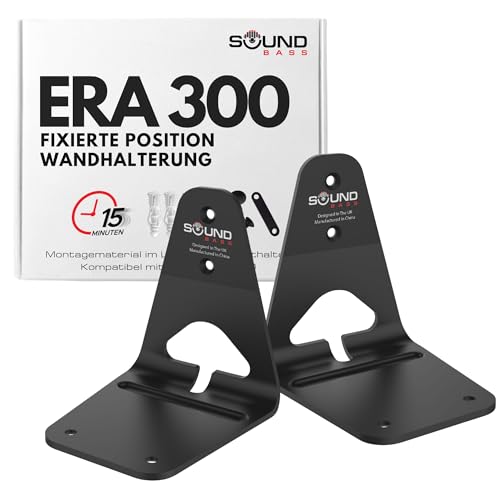 Sound bass ERA300 Wandhalterung, flaches Profil, Schwarz, Doppelpack, kompatibel mit Sonos ERA 300 Lautsprecher, komplett mit allem Befestigungsmaterial von Sound bass