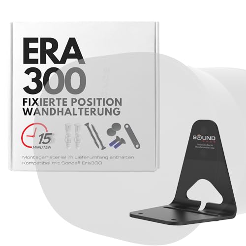 Sound bass ERA300 Wandhalterung, flaches Profil, Schwarz, Einzelstück, kompatibel mit Sonos ERA 300 Lautsprecher, komplett mit allem Befestigungsmaterial von Sound bass