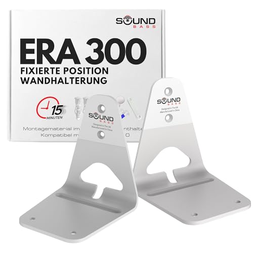 Sound bass ERA300 Wandhalterung, flaches Profil, Weiß, Doppelpack, kompatibel mit Sonos ERA 300 Lautsprecher, komplett mit allem Befestigungsmaterial von Sound bass