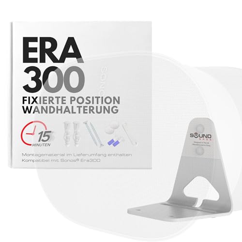 Sound bass ERA300 Wandhalterung, flaches Profil, Weiß, Einzelstück, kompatibel mit Sonos ERA 300 Lautsprecher, komplett mit allem Befestigungsmaterial von Sound bass