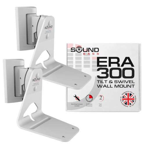 Sound bass ERA300 Wandhalterung, neig- und schwenkbar, kompatibel mit Sonos ERA 300, mühelose Installation, inklusive Montageset (Weiß, Doppelt) von Sound bass