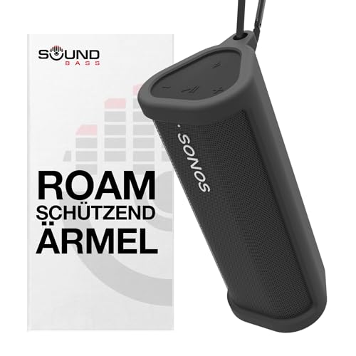 Strapazierfähige Silikon-Schutzhülle für Sonos Roam | Schwarz | Schützen Sie Ihren drahtlosen Bluetooth-Lautsprecher mit Dieser Abdeckung/Hülle von Sound bass