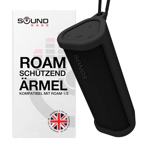 Strapazierfähige Silikon-Schutzhülle für Sonos Roam | Schwarz | Schützen Sie Ihren drahtlosen Bluetooth-Lautsprecher mit Dieser Abdeckung/Hülle von Sound bass