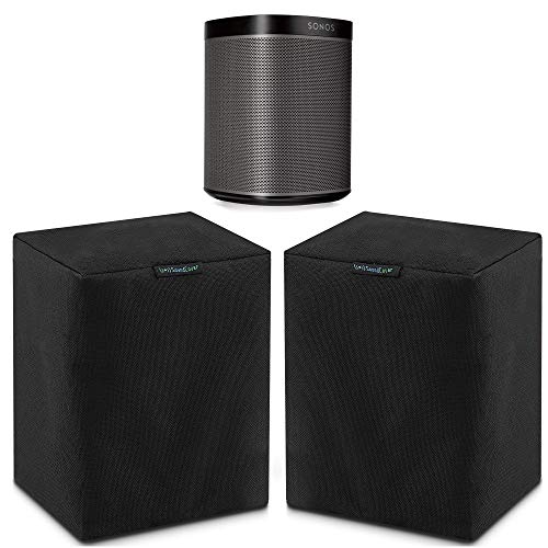 Sonos Lautsprecher-Abdeckungen für Sonos Play:1, Sonos One und Sonos One SL Lautsprecher, Schwarz, 2 Stück von SoundCover