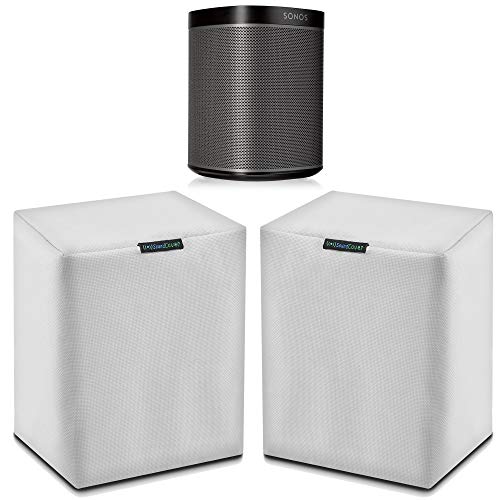1 Paar (2) weiße robuste Sonos-Lautsprecherabdeckungen für den Außenbereich, Staub-, Wasser- und UV-Schutz für Sonos-Lautsprecher, passend für Wandmontage, Weiß von SoundCover