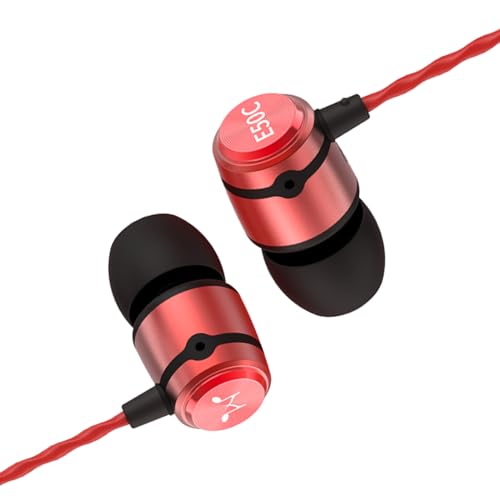 SoundMAGIC E50C Professionelle schallisolierende Ohrhörer, In-Ear-Monitore, kabelgebundene Kopfhörer, HiFi-Stereo, 3,5-mm-Buchse, Mit Mikrofon, Rot von SoundMAGIC