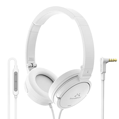 SoundMAGIC P22C On-Ear Headphones Portable Hi Fidelity Stereo Wired Lightweight Foldable Headphones with Microphone (P22Cwhite) von SoundMAGIC