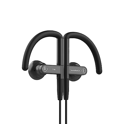 SoundMAGIC ST80 Bluetooth-Sport-Ohrhörer mit Ohrbügeln und Mikrofon, Lange Wiedergabezeit, drahtlose Kopfhörer, wasserdichte, kabelgebundene In-Ear-Kopfhörer, HiFi-Stereo-Sound, Bequeme Passform von SoundMAGIC