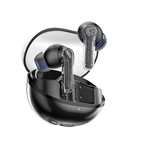 SoundPEATS Clear Bluetooth Kopfhörer, kabellose In-Ear Ohrhörer Bluetooth 5.3, 40 Stunden Wiedergabezeit, 12-mm-Treiber und Dual-Mikrofon mit ENC für klare Anrufe, Spielmodus, App-Steuerung, schwarz von SoundPEATS