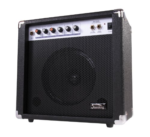 Soundking AK20-G Gitarrenverstärker 60 Watt - 3-Band Equalizer - 8" Speaker mit 2 Kanälen - Kopfhörerausgang & Lautsprecheranschluss - Idealer Amp für Einsteiger mit Extra robusten Schutzecken von Soundking