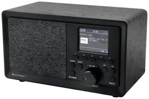 Soundmaster DAB350SW Tischradio DAB+, UKW USB Inkl. Lautsprecherbox, Weckfunktion Schwarz von Soundmaster