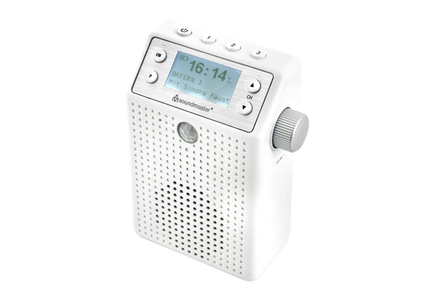 Soundmaster DAB60WE Steckdosenradio Badradio Bewegungsmelder DAB+ Bluetooth Akku Steckdosen-Radio (DAB+, UKW, 3 W, Badradio, spritzwassergeschützt, Bewegunsgmelder, Duschradio, Akku) von Soundmaster