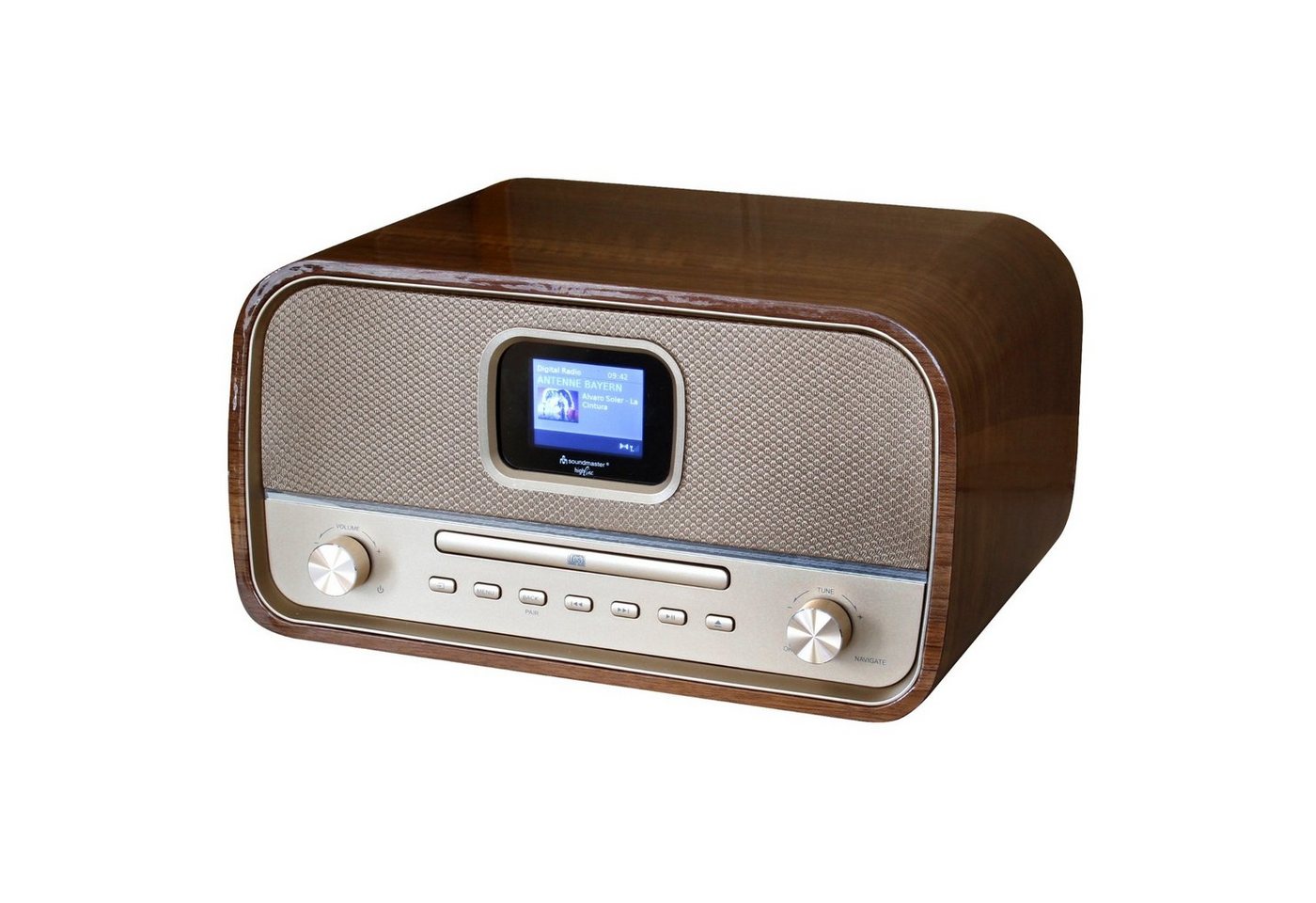 Soundmaster DAB970BR1 Retro Kompaktanlage Stereo DAB+ CD Player MP3 USB Bluetooth Microanlage von Soundmaster