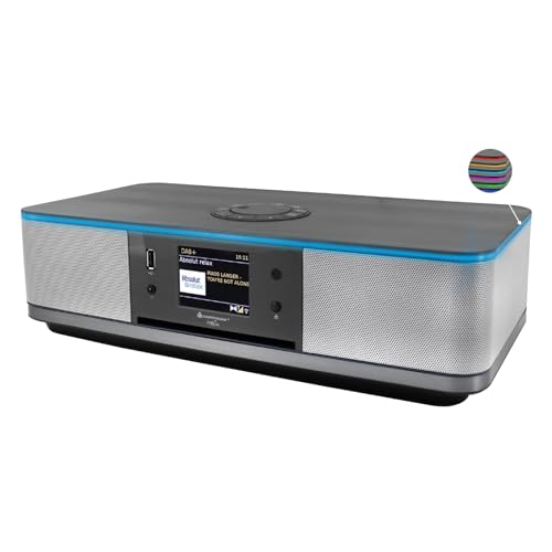 Soundmaster Highline ICD2023SW Stereoanlage Internetradio WLAN 2,4/5 GHz LED Ambientebeleuchung DAB+ Bluetooth CD-Player USB MP3 APP Farbdisplay Wecker von Soundmaster