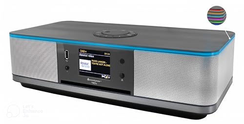 Soundmaster Highline ICD2023SW Stereoanlage Internetradio WLAN 2,4/5 GHz LED Ambientebeleuchung DAB+ Bluetooth CD-Player USB MP3 APP Farbdisplay Wecker von Soundmaster