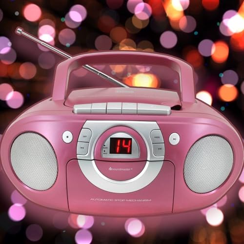Soundmaster SCD5100PI Radio Kassettenspieler mit CD-Player Stereo Sound System Boombox pink von Soundmaster