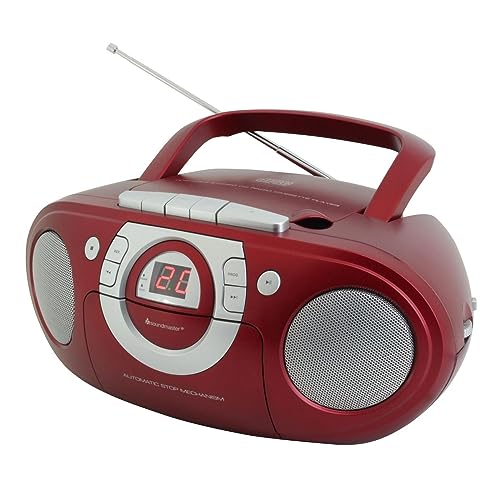 Soundmaster SCD5100RO Radio Kassettenspieler mit CD Spieler in rot von Soundmaster