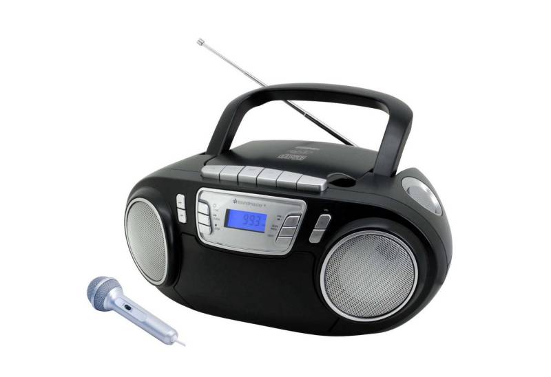 Soundmaster SCD5800SW CD-Player Kassettenrekorder tragbar LED USB Mikrofon Karaoke CD-Radiorecorder von Soundmaster