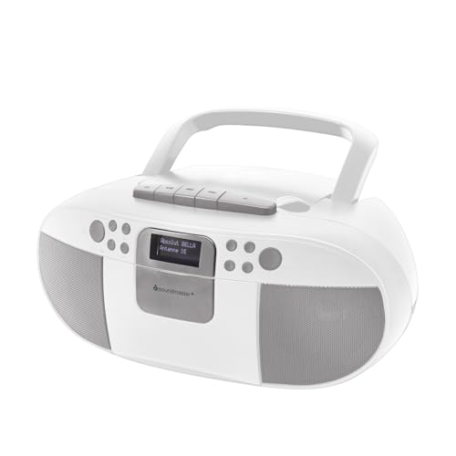 Soundmaster SCD7800 tragbares Digitalradio CD-Player Kassettenspieler Hörbuchfunktion DAB+ UKW-Radio USB-Anschluss Kopfhöreranschluss (weiß) von Soundmaster
