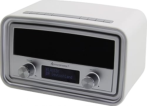 Soundmaster UR190WE DAB+ UKW Retro Radiowecker Uhrenradio mit Wecker, USB Ladebuchse, 2 Weckzeiten, Equalizer, dimmbar, Kopfhöreranschluss von Soundmaster