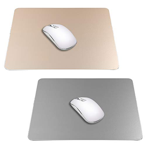 2er Pack Gaming Aluminium Mauspad (Gold & Grau) Kompatibel mit Magic Mouse, SourceTon Smooth Magic Ultradünne Doppelseiten-Mausmatte für schnelle und genaue Kontrolle (9 Zoll x 7,1 Zoll) von SourceTon