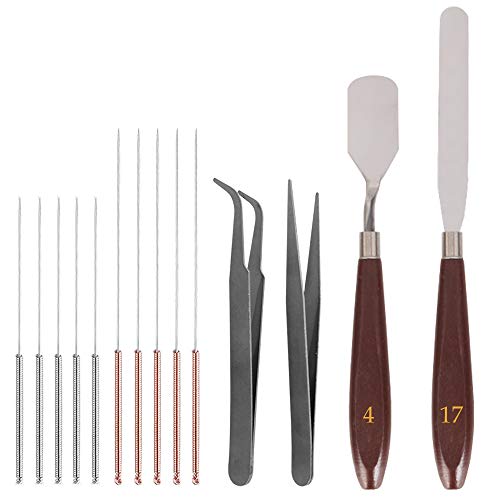 SourceTon 14 Sets 3D-Drucker-Düsenreinigungswerkzeug-Set, 2 Palettenmesser, 10 Nadeln (5 x 0,4 mm, 5 x 0,3 mm) und 2 x Pinzetten-Werkzeug-Set. von SourceTon
