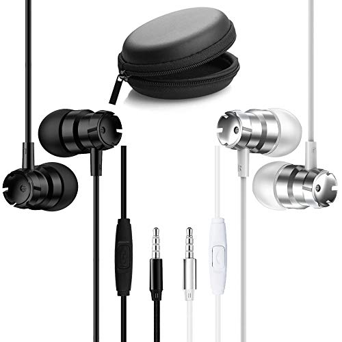 SourceTon 2 Packungen Ohrhörer-Kopfhörer mit Fernbedienung, Mikrofon und Gehäuse, Kopfhörer mit Stereo-Rauschunterdrückung ohne Störungen von SourceTon