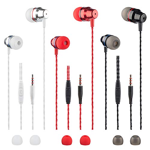 SourceTon In-Ear-Kopfhörer mit Fernbedienung und Mikrofon, Messing, Geräuschisolierung, verhedderungsfrei, für iOS- und Android-Smartphones und Laptops, 3 Stück von SourceTon