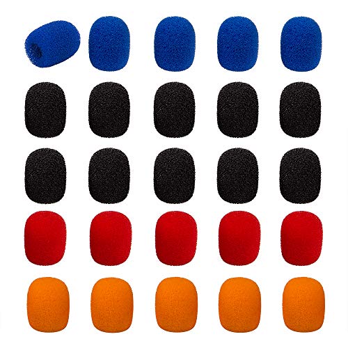 SourceTon Mikrofon-Windschutz, aus Schaumstoff 25 Stück (10 schwarz, 5 orange, 5 blau, 5 rot) von SourceTon