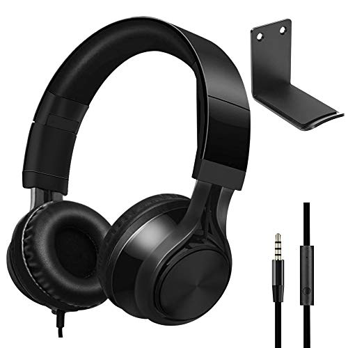 SourceTon Over-Ear-Kopfhörer mit Aluminium-Kopfhörerständer, 3,5 mm Gaming-Headset, geräuschisolierend mit Mikrofon und Lautstärkeregler für TV, PC und Handy von SourceTon