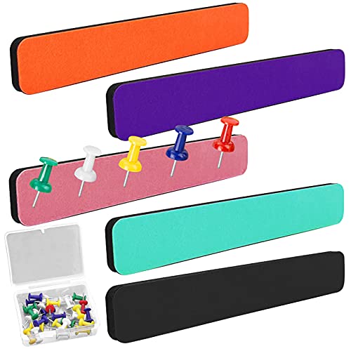 SourceTon Pinnwand-Streifen, 1,3 cm dick, selbstklebende Pinnwandleiste (5 Farbstäbe) mit 20 Pinnnadeln für Wände, Home Office Memo Korktafel von SourceTon