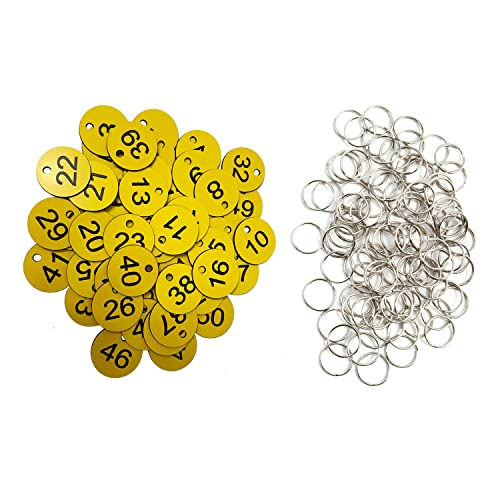 Kunststoff-ID-Nummernschilder Nummernschilder Schlüsselanhänger mit Schlüsselringen (gelb, 1-50) von Sourcemall