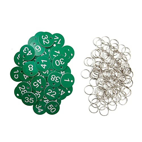 Kunststoff-ID-Nummernschilder Nummernschilder Schlüsselanhänger mit Schlüsselringen (grün, 1-100) von Sourcemall