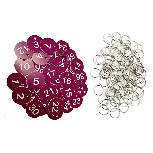 Kunststoff-ID-Nummernschilder Nummernschilder Schlüsselanhänger mit Schlüsselringen (lila, 1-100) von Sourcemall